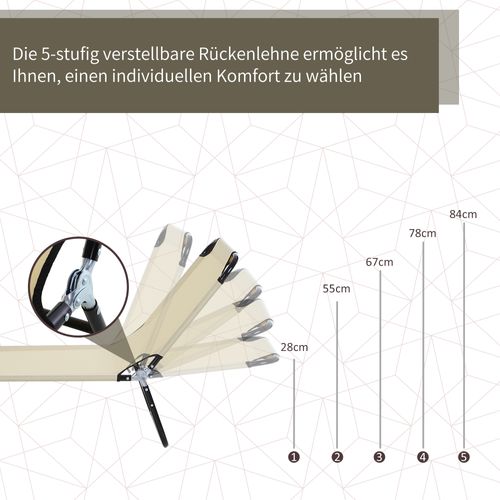 Chaise Longue Réglable En Acier, Idéale Pour Jardin Ou Balcon, Bleue 188x56x28cm