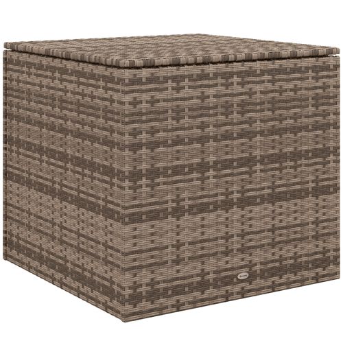 Coffre De Rangement Polyrattan, Avec Couvercle,ouverture Automatique,résistant Aux Intempéries,sable