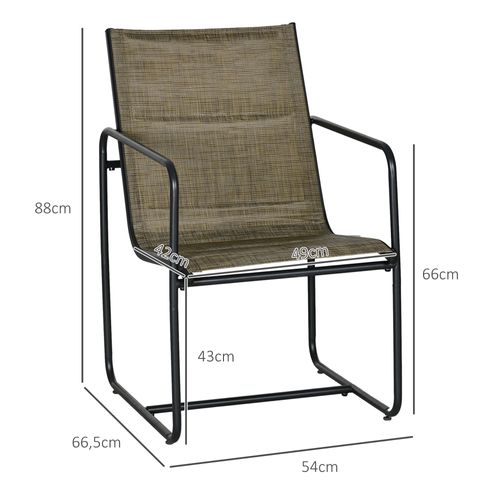 Chaises De Balcon Métal Avec Accoudoirs, Revêtement Respirant, Pieds Antidérapants, Marron