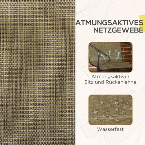 Chaises De Balcon Métal Avec Accoudoirs, Revêtement Respirant, Pieds Antidérapants, Marron