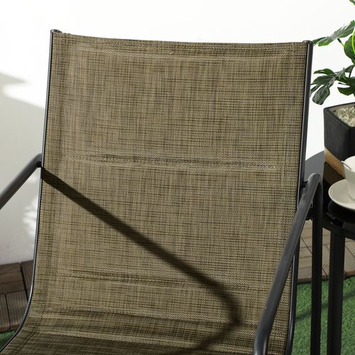 Chaises De Balcon Métal Avec Accoudoirs, Revêtement Respirant, Pieds Antidérapants, Marron