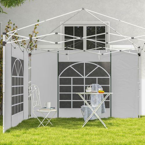 Set De 2 Parois Avec Fenêtres Et Porte Pour Pavillon 3x3/3x6m, Oxford, ,blanc