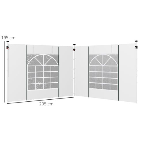 Set De 2 Parois Avec Fenêtres Et Porte Pour Pavillon 3x3/3x6m, Oxford, ,blanc