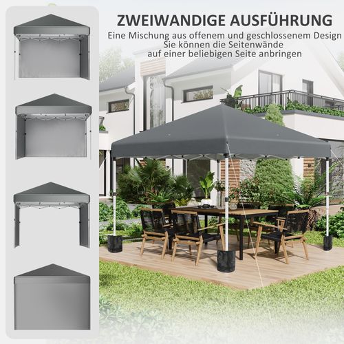 Pavillon Pliable 2,97x2,97m Avec Parois, Protection Uv, Avec Sacs De Sable, ,gris Foncé