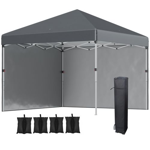 Pavillon Pliable 2,97x2,97m Avec Parois, Protection Uv, Avec Sacs De Sable, ,gris Foncé