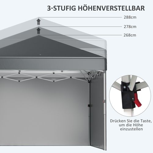 Pavillon Pliable 2,97x2,97m Avec Parois, Protection Uv, Avec Sacs De Sable, ,gris Foncé