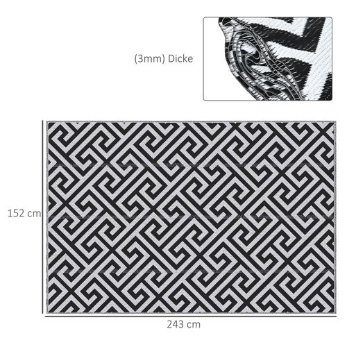 Tapis D'extérieur En Plastique Réversible Résistant à L'eau Pour Terrasse Balcon, 152 X 243 Cm