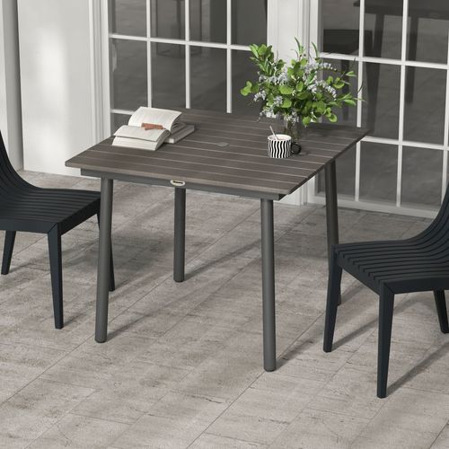 Table De Jardin Avec Trou Pour Parasol, Table à Manger Pour 4 Personnes, Gris Foncé, 90x90x75 Cm