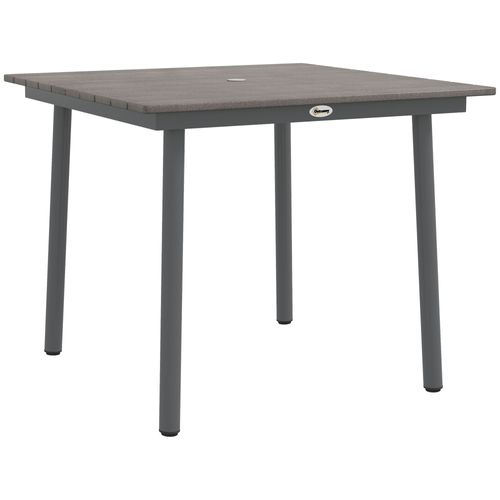 Table De Jardin Avec Trou Pour Parasol, Table à Manger Pour 4 Personnes, Gris Foncé, 90x90x75 Cm