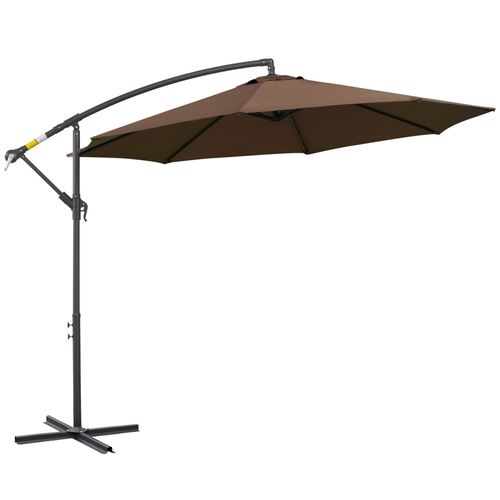Parasol Déporté 3x2,5 M, Acier Et Polyester, Marron, Pour Jardin Et Terrasse