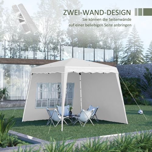 Pavillon Pliable 2,4x2,4m Avec Paroi, Protection Uv, Avec Sac De Transport, ,blanc