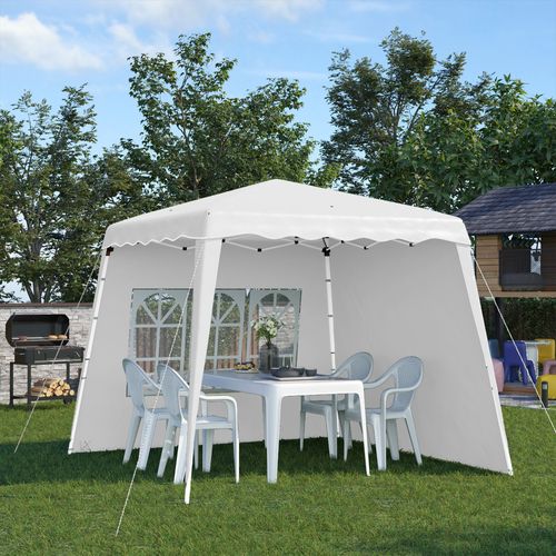 Pavillon Pliable 2,4x2,4m Avec Paroi, Protection Uv, Avec Sac De Transport, ,blanc