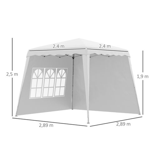 Pavillon Pliable 2,4x2,4m Avec Paroi, Protection Uv, Avec Sac De Transport, ,blanc
