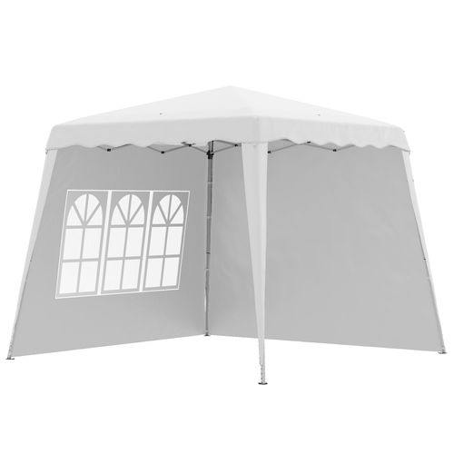 Pavillon Pliable 2,4x2,4m Avec Paroi, Protection Uv, Avec Sac De Transport, ,blanc