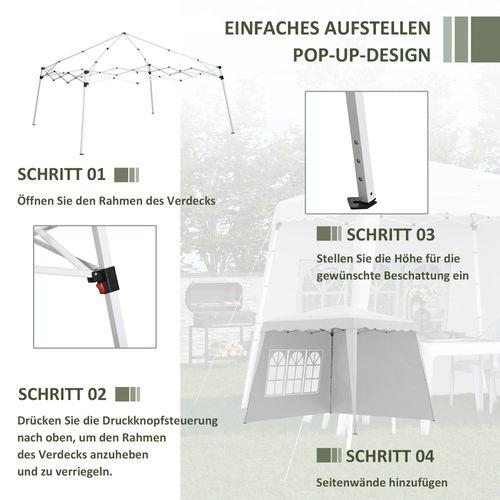 Pavillon Pliable 2,4x2,4m Avec Paroi, Protection Uv, Avec Sac De Transport, ,blanc