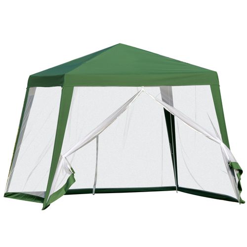 Pavillon 3x3m Avec Moustiquaire, Métal Et Polyester, Parfait Pour Les Fêtes En Extérieur, ,vert