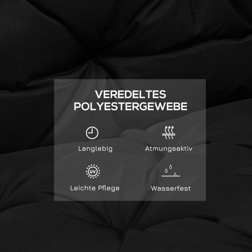 Coussin Banc 3 Places 100x98x8 Cm, Avec Liens, Pour Extérieur/intérieur, Noir