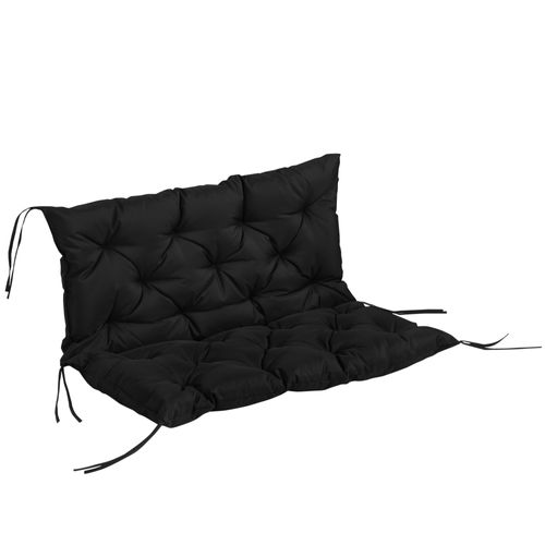 Coussin Banc 3 Places 100x98x8 Cm, Avec Liens, Pour Extérieur/intérieur, Noir