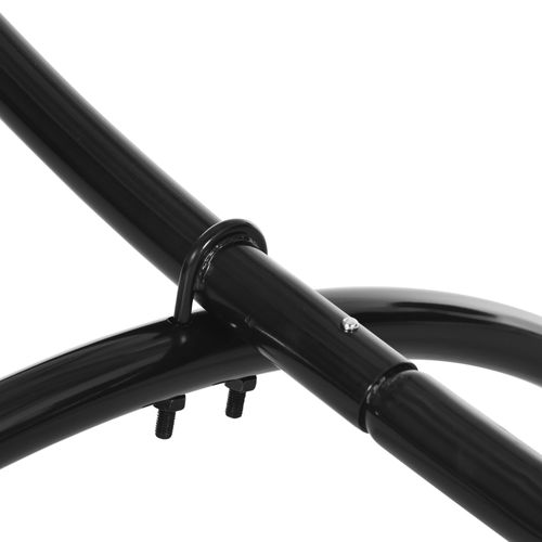 Cadre De Hamac En Acier Noir 300 X 90 X 100 Cm Avec Système De Traction, Pour Jardin Et Plage