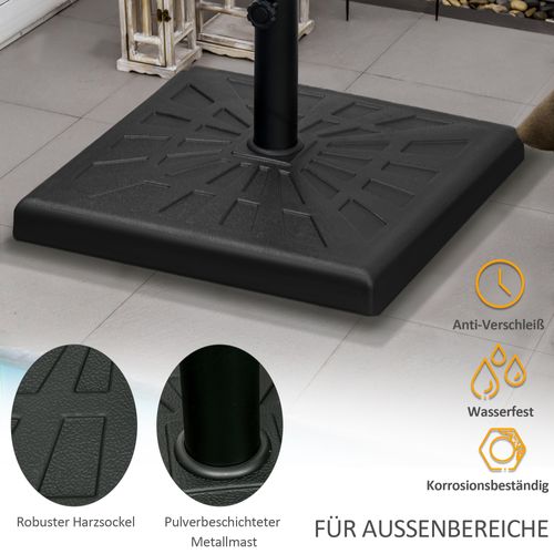 Support Parasol 19 Kg En Résine 51x51x32 Cm, Pour Ø32/38/48 Mm, Stable, Noir