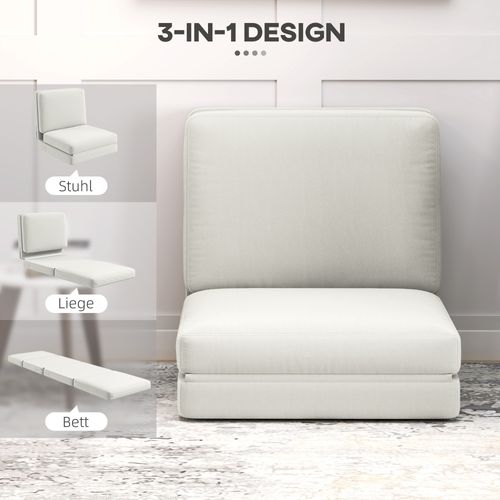 Canapé-lit Au Sol 3 En 1, Canapé Rembourré Avec Fonction Lit, 240 Kg, Crème Clair