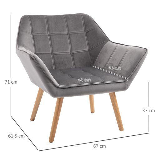 Fauteuil Relax En Velours, Polyester, Design Scandinave, Pieds Surélevés, Gris