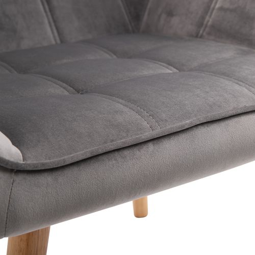 Fauteuil Relax En Velours, Polyester, Design Scandinave, Pieds Surélevés, Gris