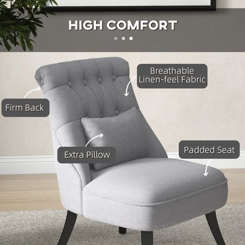 Fauteuil Relax En Lin Avec Coussin Dorsal, Pieds Surélevés, Pour Détente, Gris