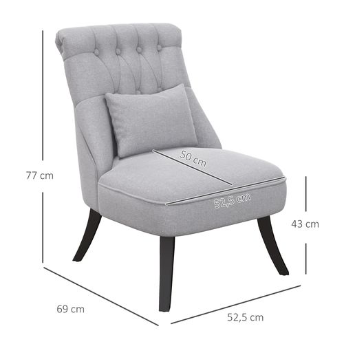 Fauteuil Relax En Lin Avec Coussin Dorsal, Pieds Surélevés, Pour Détente, Gris