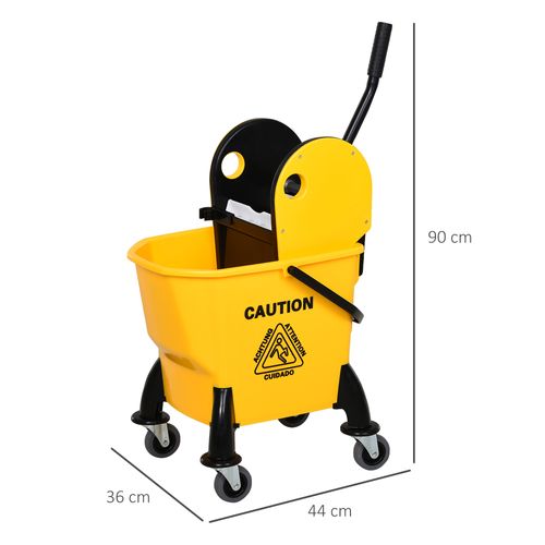 Chariot De Nettoyage Avec Seau Mobile Et Essoreuse 26 L, Jaune 44x36x90 Cm