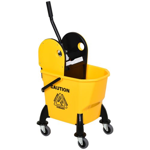 Chariot De Nettoyage Avec Seau Mobile Et Essoreuse 26 L, Jaune 44x36x90 Cm