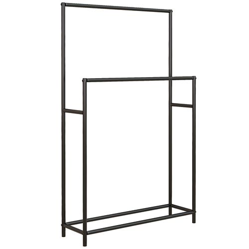 Porte-serviettes Freestanding En Métal Avec 2 Barres, 66 X 20 X 110 Cm, Noir
