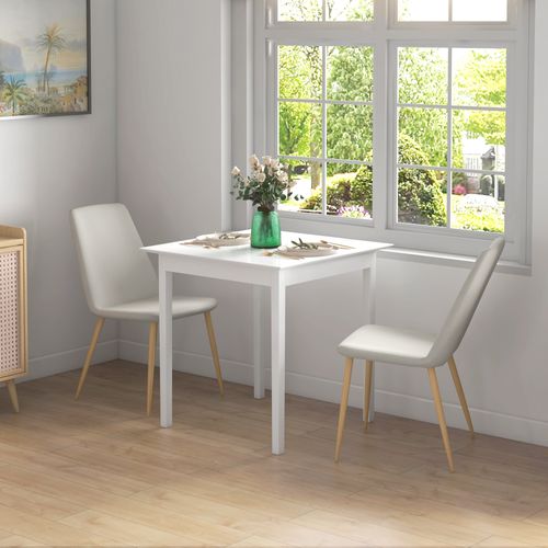 Table Carrée En Bois Pour 2 Personnes, 75 X 75 X 76 Cm, Blanche, Pour Cuisine Et Salle à Manger