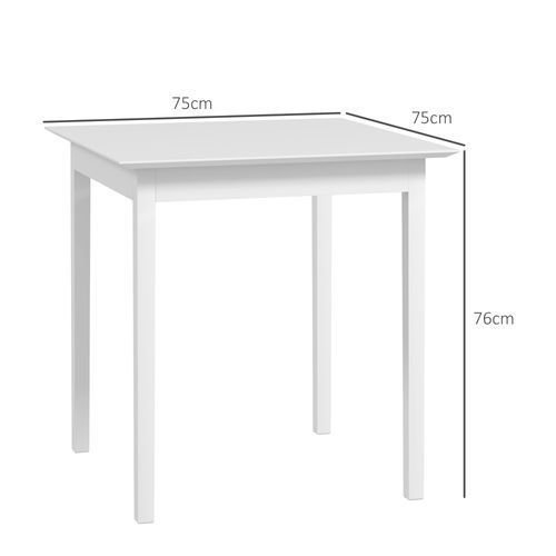 Table Carrée En Bois Pour 2 Personnes, 75 X 75 X 76 Cm, Blanche, Pour Cuisine Et Salle à Manger