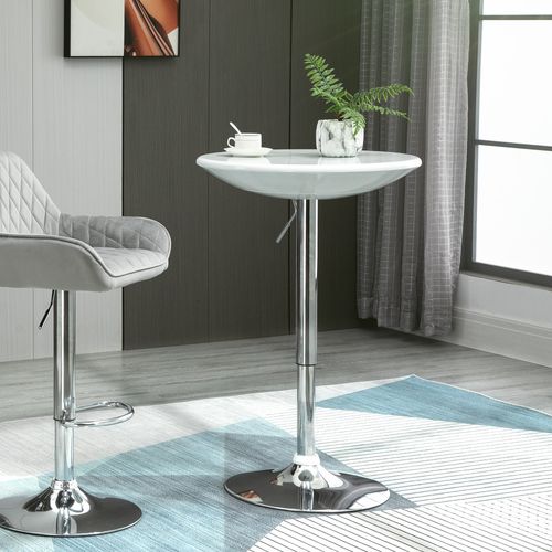 Table Bar Réglable Métal Laqué Abs 61×76-97 Cm Moderne, Blanc