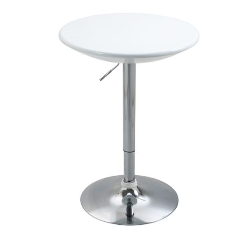 Table Bar Réglable Métal Laqué Abs 61×76-97 Cm Moderne, Blanc