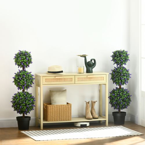 Arbre De Lavande Artificiel Grand 110 Cm Plastique Résistant Aux Uv Avec 3 Boules Pour Salon Bureau