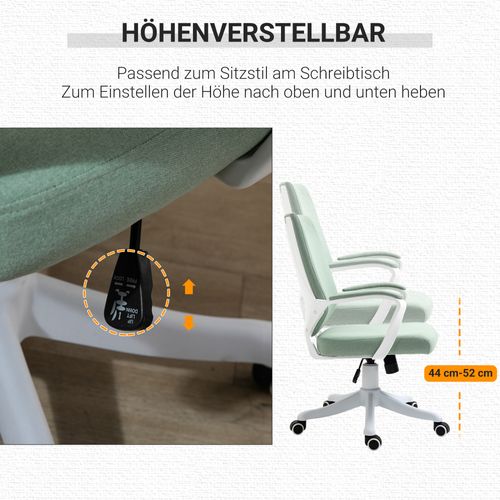 Chaise De Bureau En Polyester, Bascule, Roulettes Pivotantes, Verte
