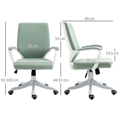 Chaise De Bureau En Polyester, Bascule, Roulettes Pivotantes, Verte