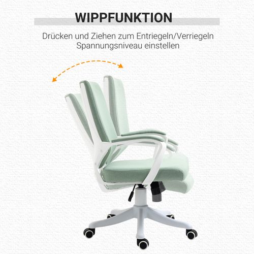 Chaise De Bureau En Polyester, Bascule, Roulettes Pivotantes, Verte