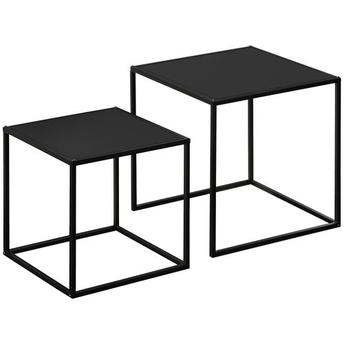 Ensemble 2 Tables Modernes 120×59×45 cm, Cadre En Acier Noir, 10 kg Max, Salon
