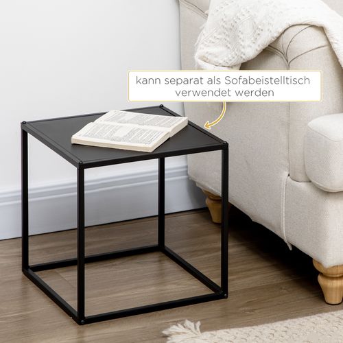 Ensemble 2 Tables Modernes 120×59×45 cm, Cadre En Acier Noir, 10 kg Max, Salon