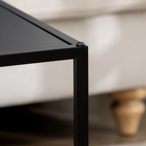 Ensemble 2 Tables Modernes 120×59×45 cm, Cadre En Acier Noir, 10 kg Max, Salon