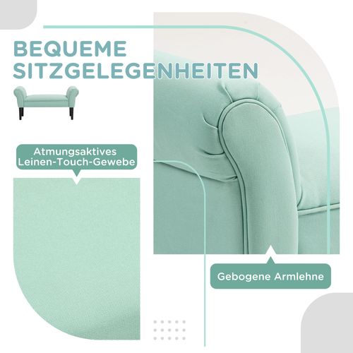 Banc Tissu Voile Capacité 130kg Pour Chambre Et Entrée, 102x36x51 Cm, Vert