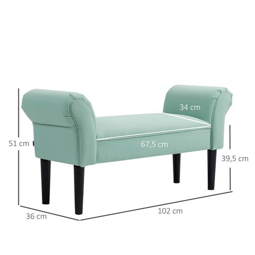 Banc Tissu Voile Capacité 130kg Pour Chambre Et Entrée, 102x36x51 Cm, Vert