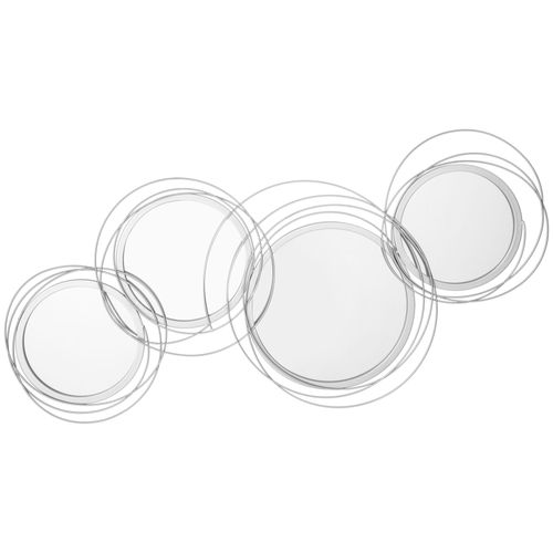 Set De 3 Miroirs En Métal Argenté, Décoration Murale Avec 4 Miroirs Ronds, Oeuvre Murale