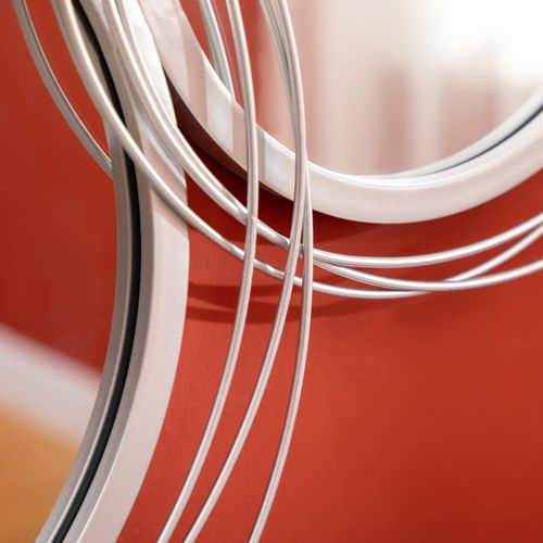 Set De 3 Miroirs En Métal Argenté, Décoration Murale Avec 4 Miroirs Ronds, Oeuvre Murale