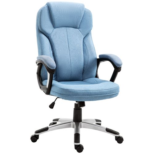 Chaise De Direction Ergonomique En Lin, Réglable, Bleu Clair, 66x75x110-120 cm