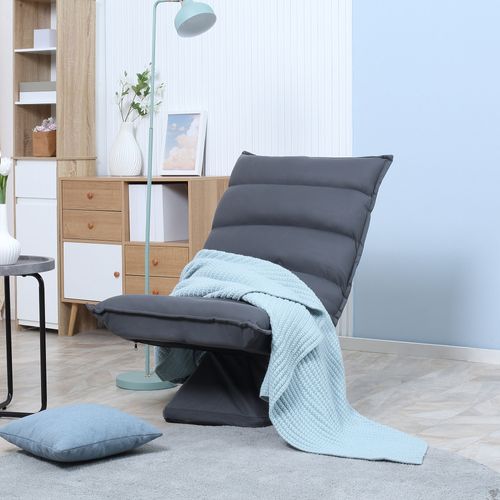 Fauteuil Relax Avec Revêtement En Acier Gris Foncé, Inclinable à 5 Niveaux, Pivotant à 360°