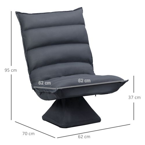 Fauteuil Relax Avec Revêtement En Acier Gris Foncé, Inclinable à 5 Niveaux, Pivotant à 360°